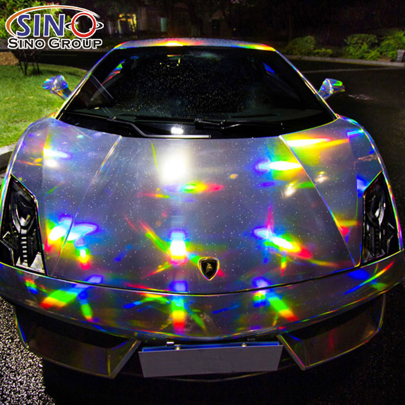 Gloss Metallic Rainbow Laser White Car Vinyl Wrap
