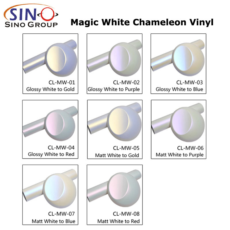 CL-MW Changement de couleur de voiture d'enveloppe de vinyle caméléon blanc