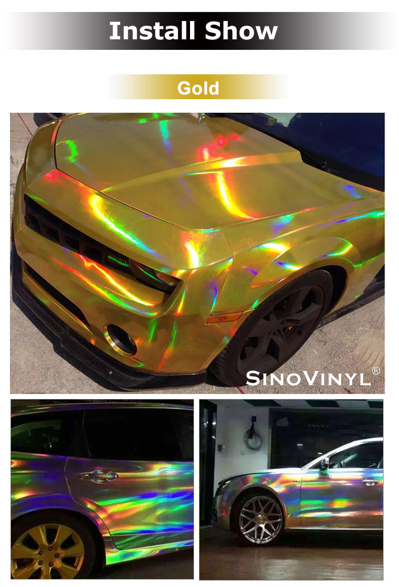 CARLIKE CL-LS Vinilo holográfico del arco iris del laser Chrome para el embalaje del cuerpo entero del coche