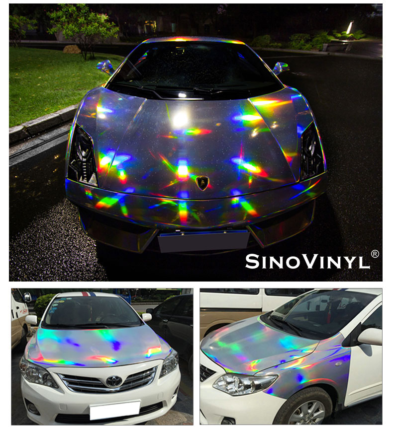 CARLIKE CL-LS Laser Chrom Holographisch Regenbogen Vinyl Zum Auto Ganze Karosserie Verpackung