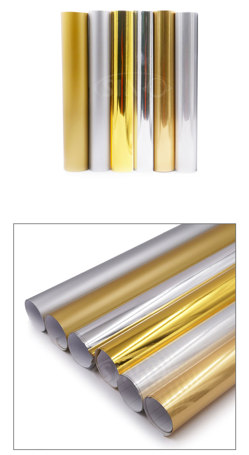 Chrome Metal PET PVC Gold Silver Color Cutting Vinyl Film