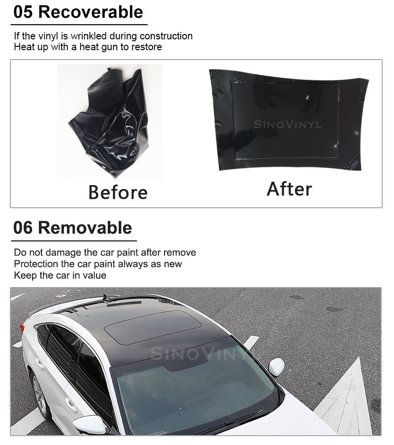 CARLIKE CL-SR Glossy Black Sunroof Protective Vinyl Film 