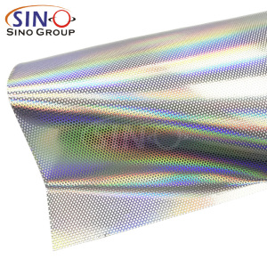 Vinilo microperforado adhesivo arcoiris de cromo