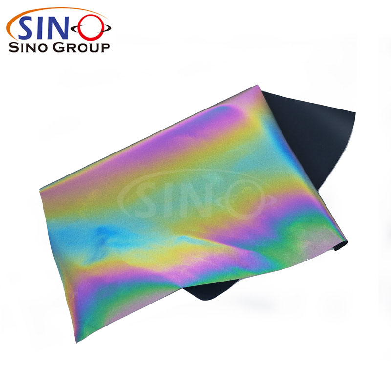 Arco iris destello reflectivo vinilo textil prensa de transferencia de calor