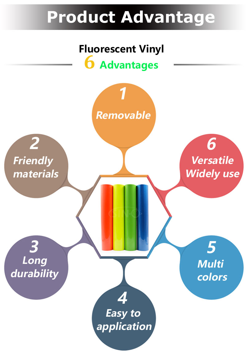 Película de vinilo autoadhesiva de color PVC fluorescente