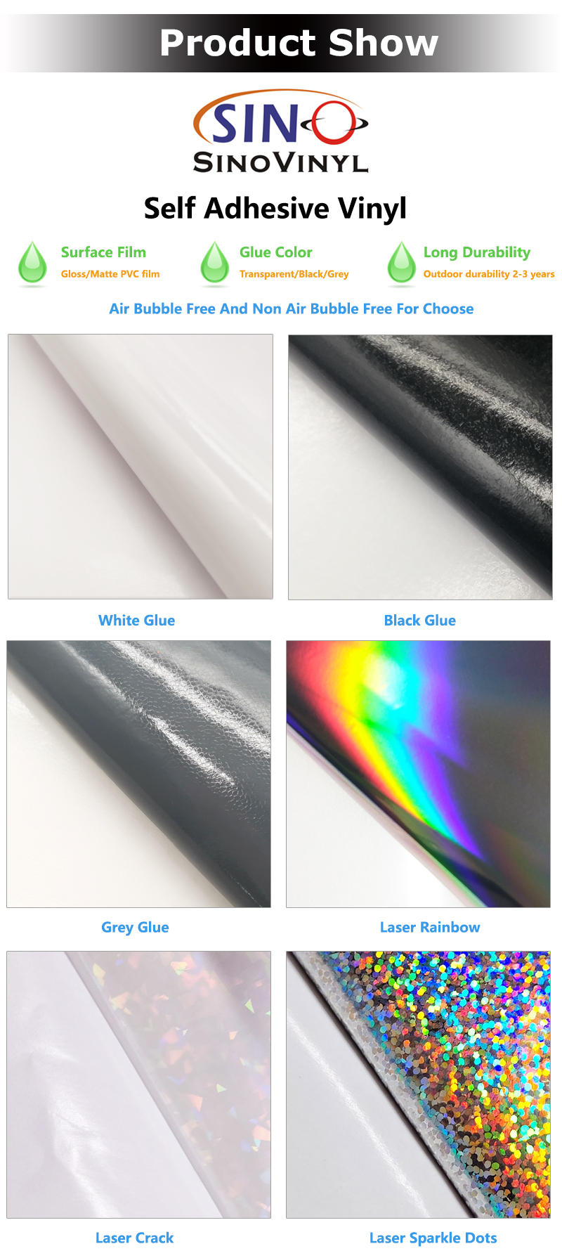 White Glue SAV 120G 140G 160G Graphic Printing PVC Self Adhesive Vinyl Film