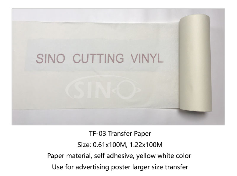 Papier de film de vinyle de transfert d'application pour le vinyle de coupe de PVC de couleur