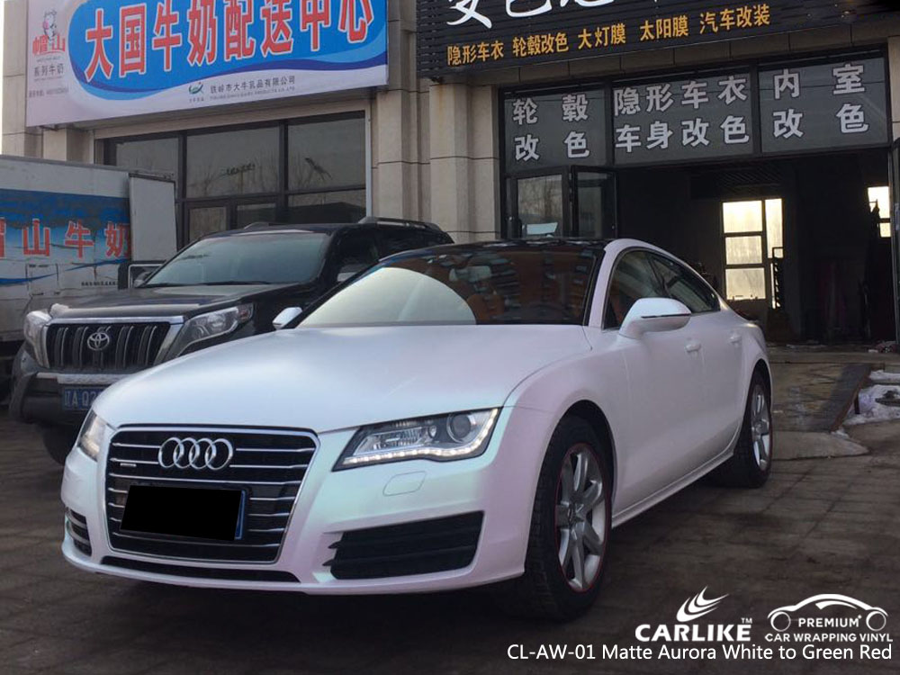 CARLIKE CL-AW-01 MATTE AURORA WHITE TO GREEN RED VINYL