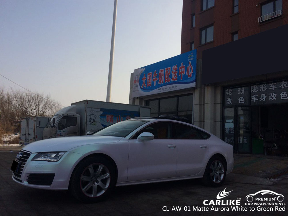 CARLIKE CL-AW-01 MATTE AURORA WHITE TO GREEN RED VINYL