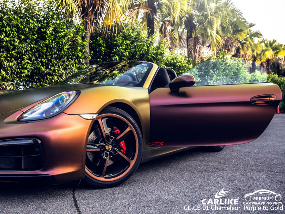 CARLIKE CL-CE-01 CHAMELEON PURPLE TO GOLD VINYL FOR PORSCHE