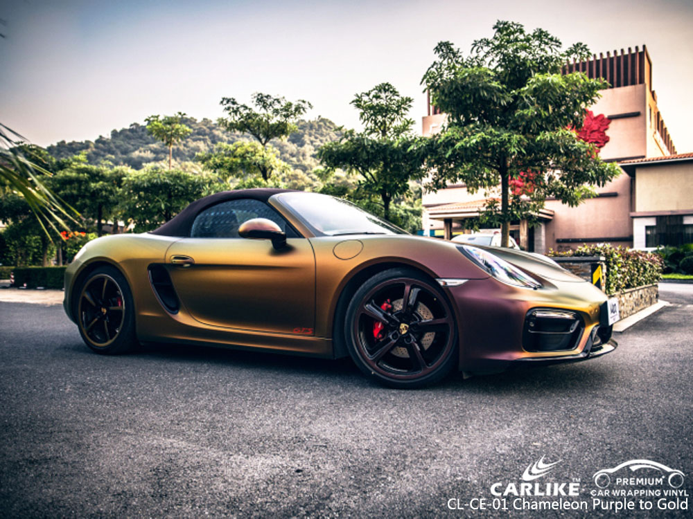 CARLIKE CL-CE-01 CHAMELEON PURPLE TO GOLD VINYL FOR PORSCHE