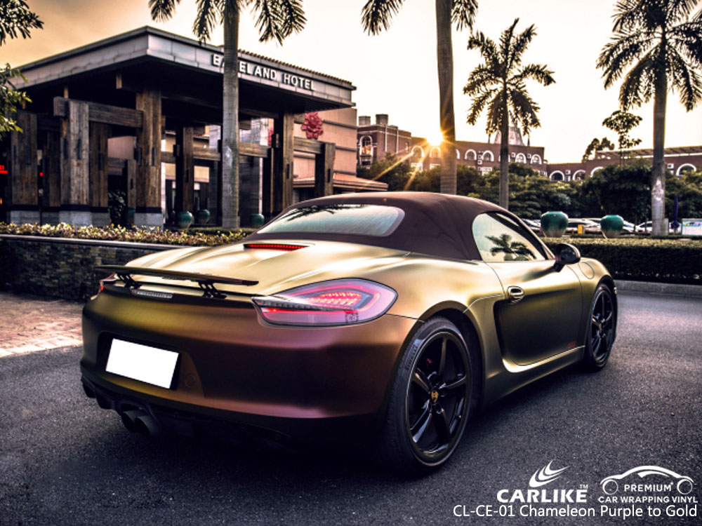 CARLIKE CL-CE-01 CHAMELEON PURPLE TO GOLD VINYL FOR PORSCHE