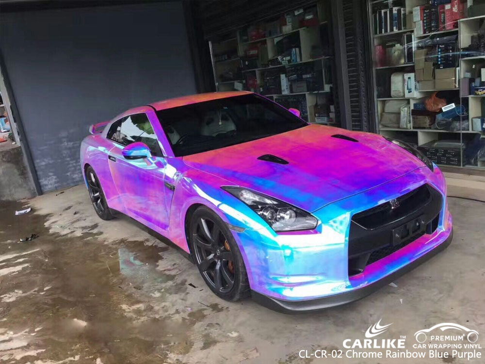 chrome light blue car wrap
