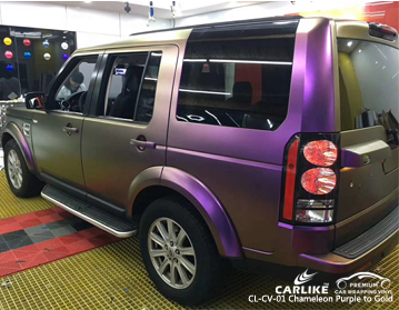 CL-CV-01 Vinyle d'enveloppe de voiture pour caméléon violet à doré pour Land Rover