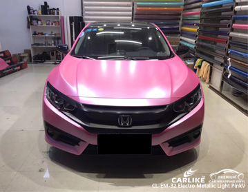 CL-EM-32 Vinyle d'enveloppe de voiture rose clair électro métallique pour Honda