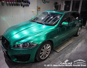 CL-GE-21 Gloss electro metallic emerald green auto wrap vinyl for Jaguar