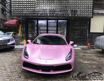 CL-MA-08 Macaron cherry pink car vinyl wrap film for Ferrari