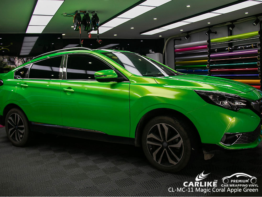 CARLIKE CL-MC-11 Coche coral mágico verde manzana envolviendo vinilo para suv