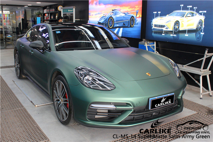 CARLIKE CL-MS-14 Super mate satinado verde del ejército para Porsche