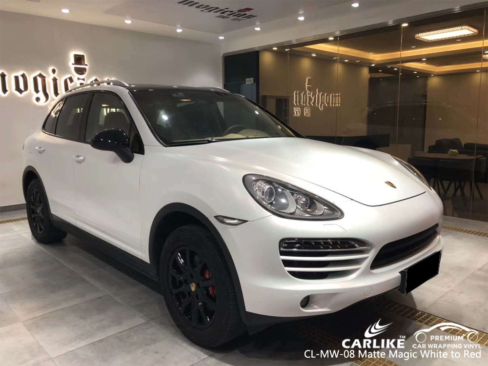 CARLIKE CL-MW-08 MATTE MAGIC WHITE TO RED CAR WRAP VINYL