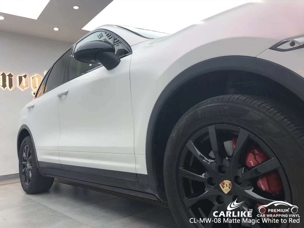 CARLIKE CL-MW-08 MATTE MAGIC WHITE TO RED CAR WRAP VINYL