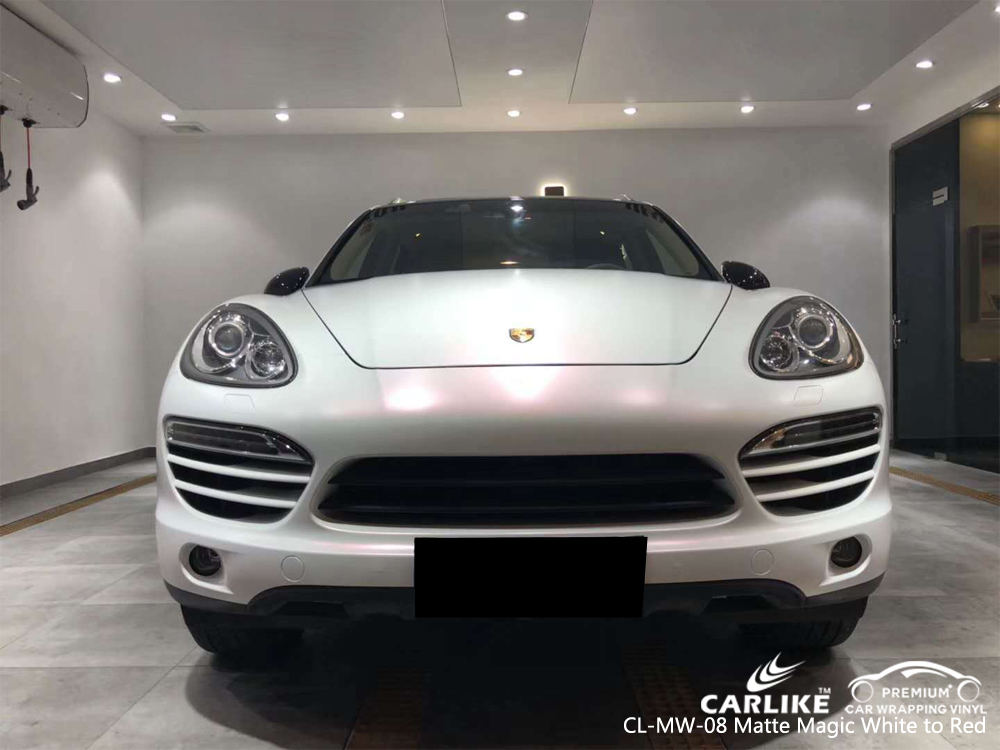 CARLIKE CL-MW-08 MATTE MAGIC WHITE TO RED CAR WRAP VINYL