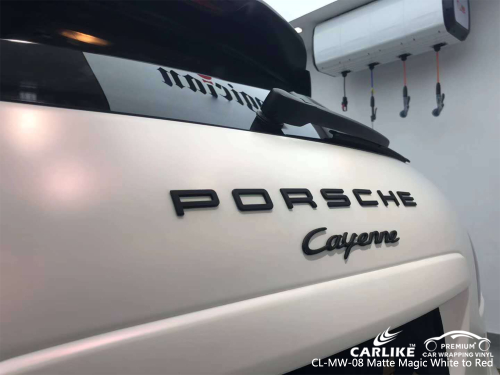 CARLIKE CL-MW-08 MATTE MAGIC WHITE TO RED CAR WRAP VINYL