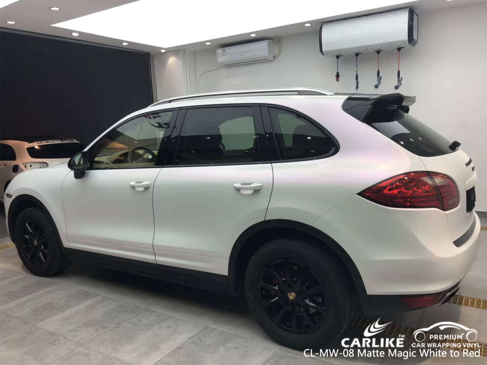 CARLIKE CL-MW-08 MATTE MAGIC WHITE TO RED CAR WRAP VINYL
