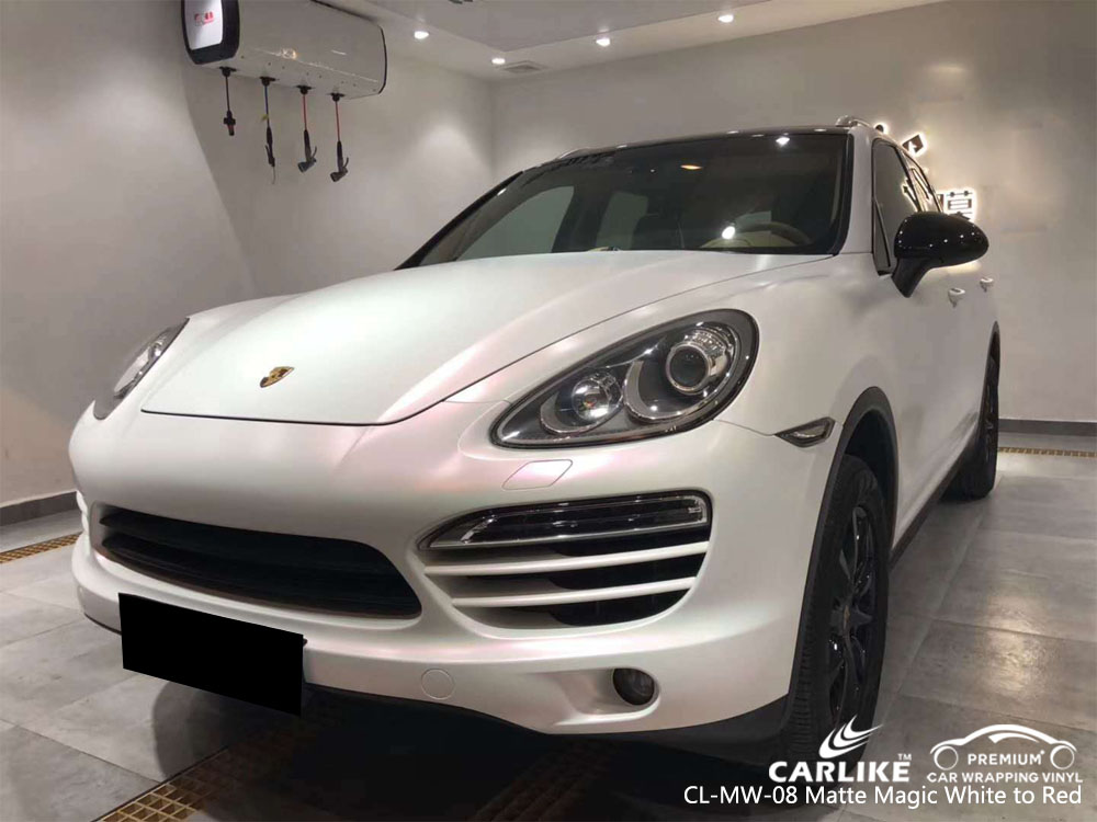 CARLIKE CL-MW-08 MATTE MAGIC WHITE TO RED CAR WRAP VINYL