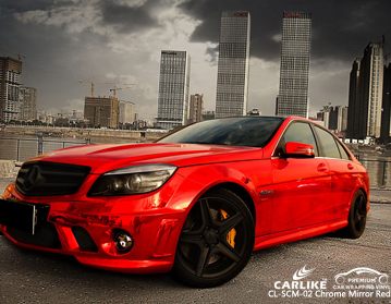 CL-SCM-02 Vinilo rojo del abrigo del coche del espejo de Chrome para Mercedes-Benz