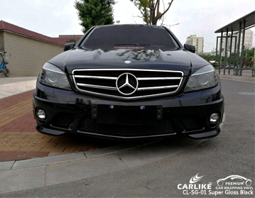 CARLIKE CL-SG-01 Vinil preto super do envoltório do carro do lustro para Mercedes-Benz