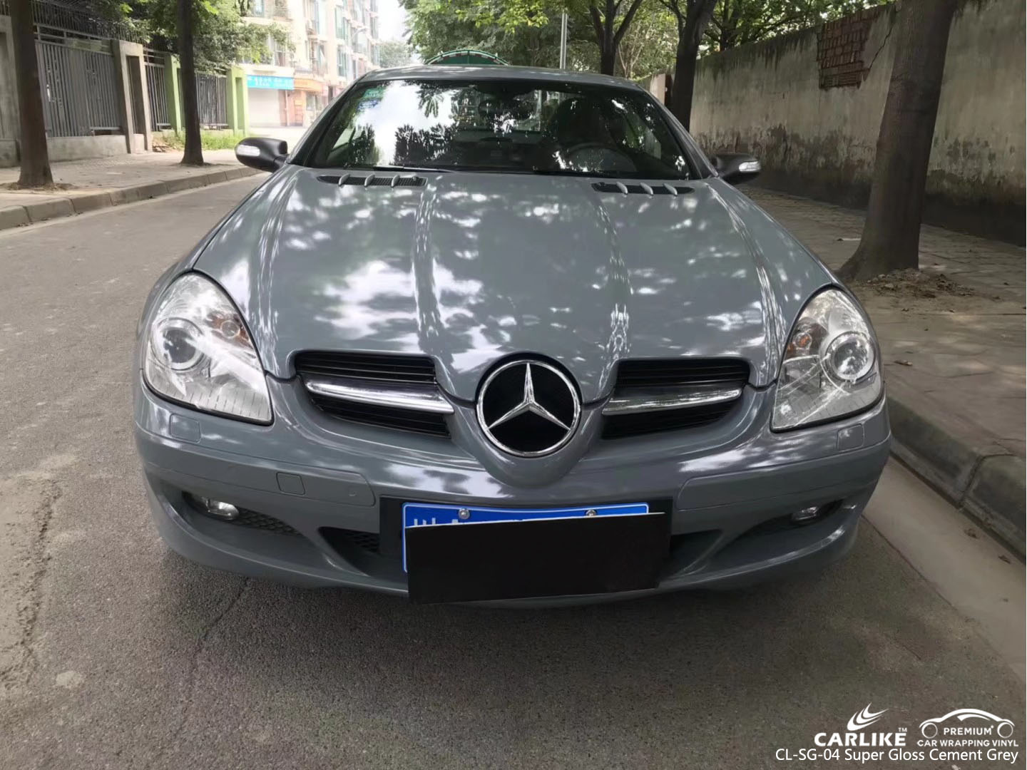 CARLIKE CL-SG-04 SUPER GLOSS CEMENT GREY VINYL WRAP FOR MERCEDES-BENZ 