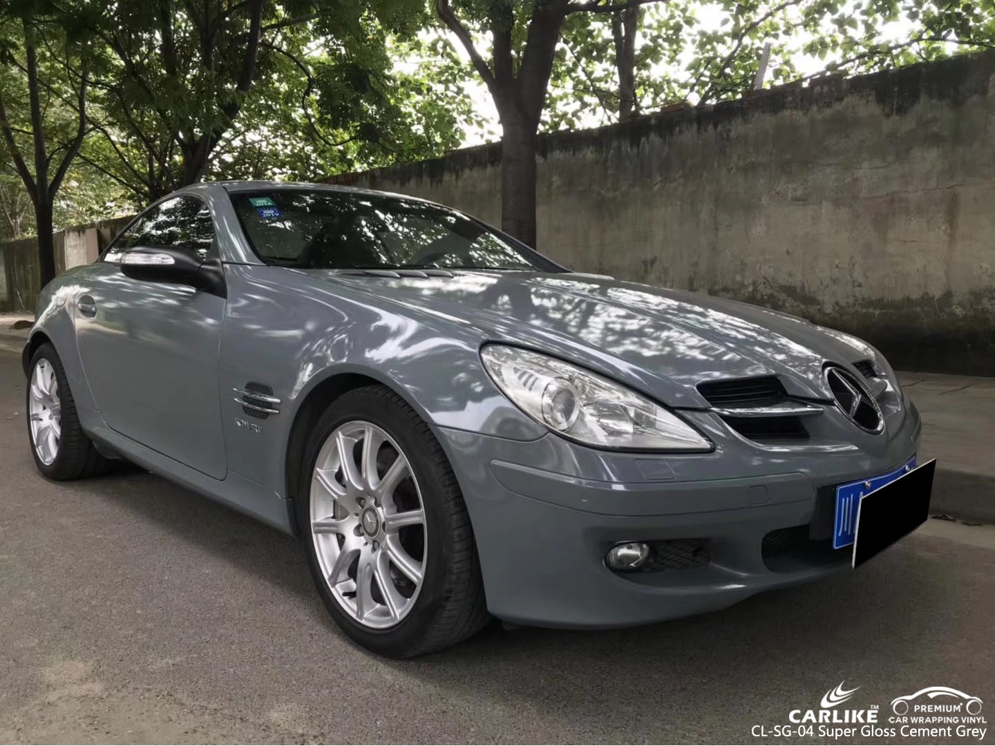 CARLIKE CL-SG-04 SUPER GLOSS CEMENT GREY VINYL WRAP FOR MERCEDES-BENZ 