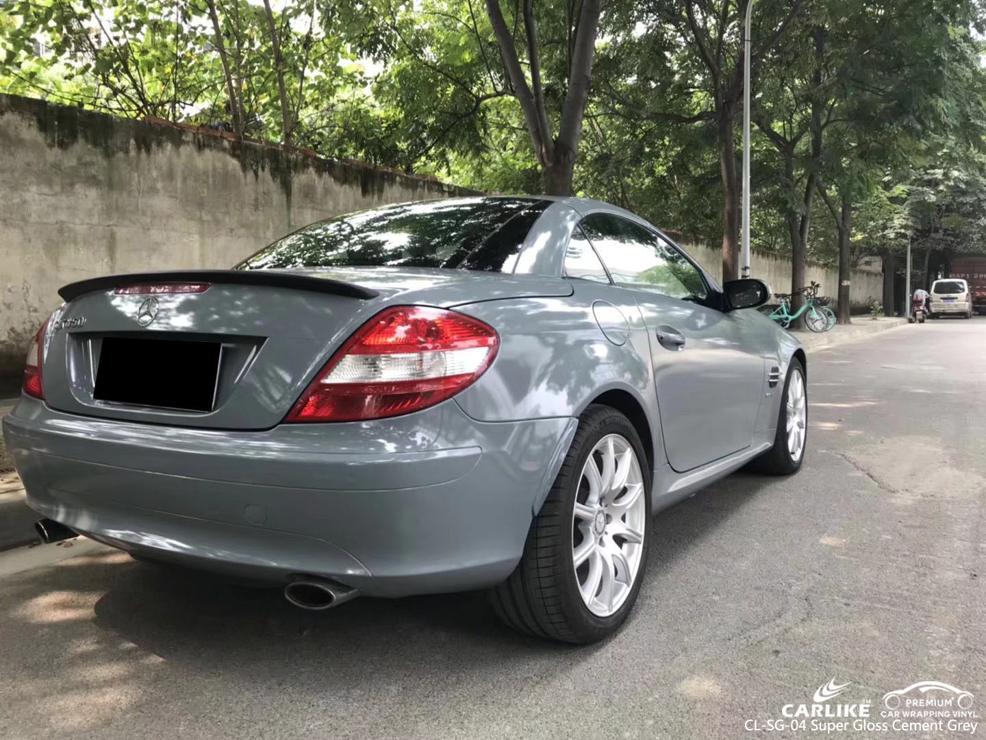 CARLIKE CL-SG-04 SUPER GLOSS CEMENT GREY VINYL WRAP FOR MERCEDES-BENZ 