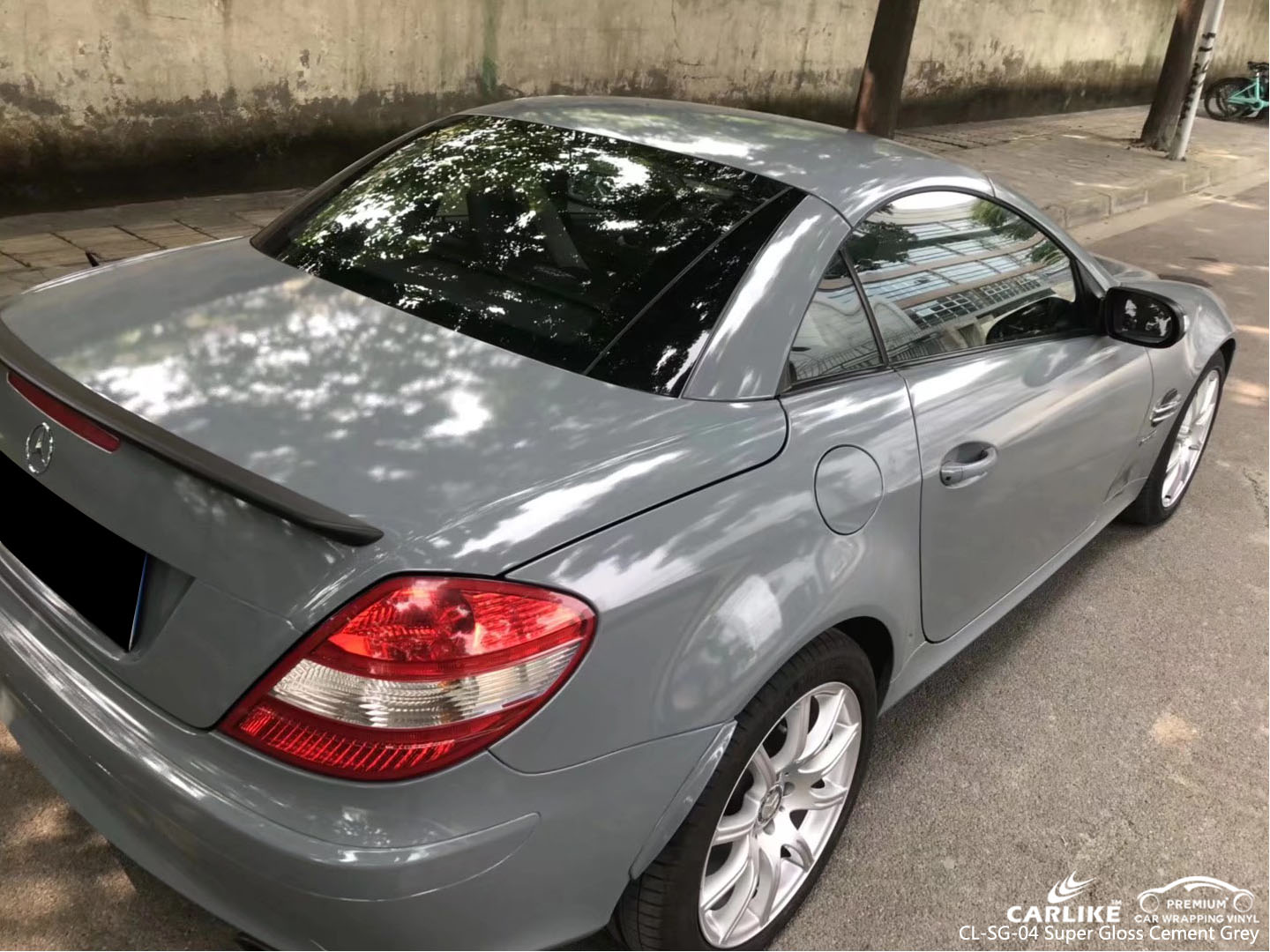 CARLIKE CL-SG-04 SUPER GLOSS CEMENT GREY VINYL WRAP FOR MERCEDES-BENZ 