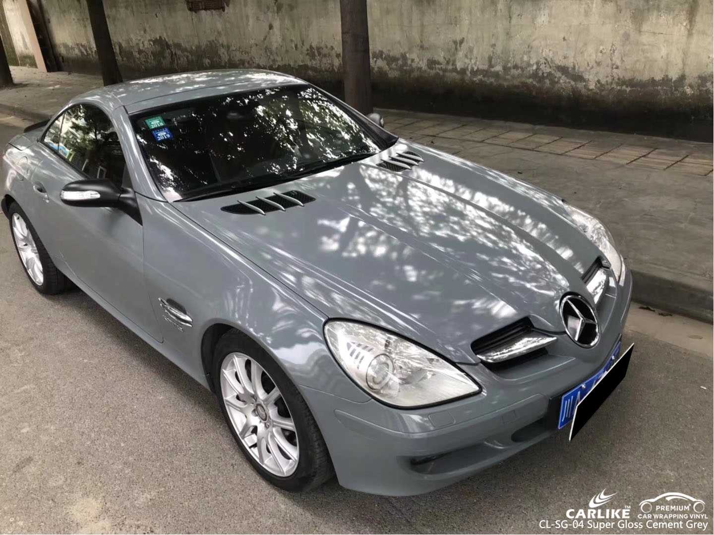 CARLIKE CL-SG-04 SUPER GLOSS CEMENT GREY VINYL WRAP FOR MERCEDES-BENZ 