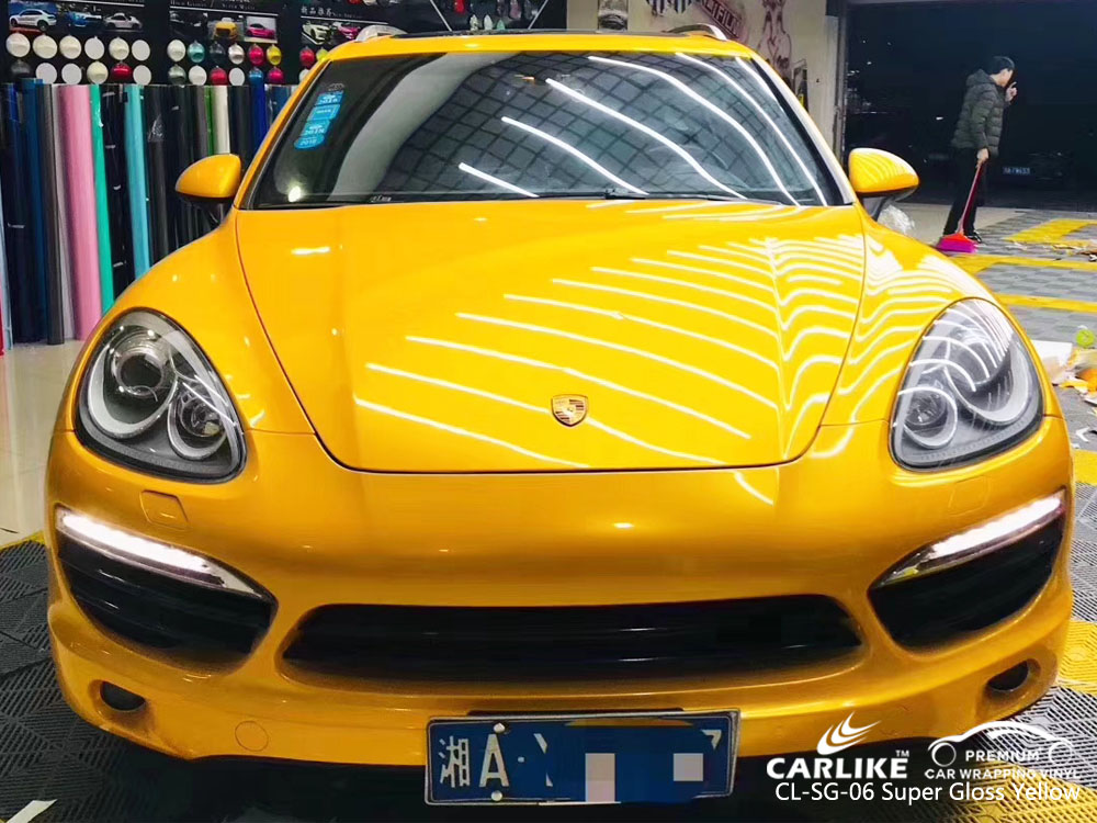 CLSG06 super gloss yellow car wrap vinyl for PORSCHE Mexico SINO VINYL