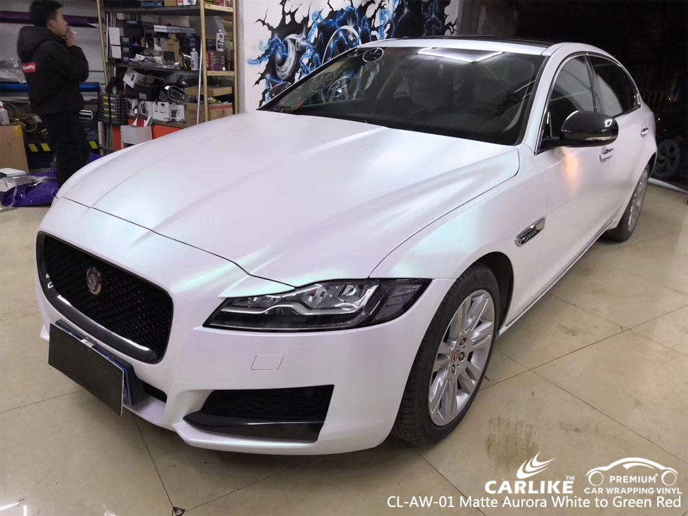 CARLIKE CL-AW-01 MATTE AURORA WHITE TO GREEN RED CAR WRAP VINYL