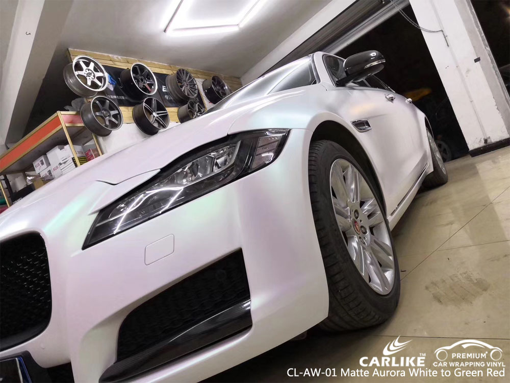 CARLIKE CL-AW-01 MATTE AURORA WHITE TO GREEN RED CAR WRAP VINYL