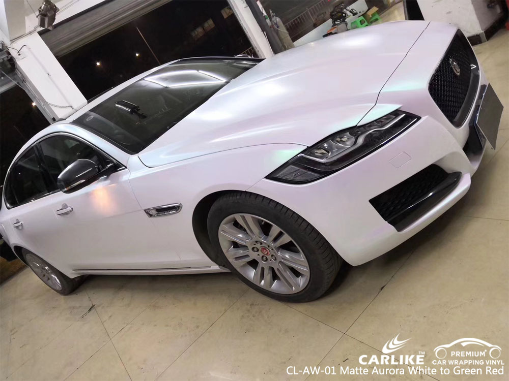 CARLIKE CL-AW-01 MATTE AURORA WHITE TO GREEN RED CAR WRAP VINYL
