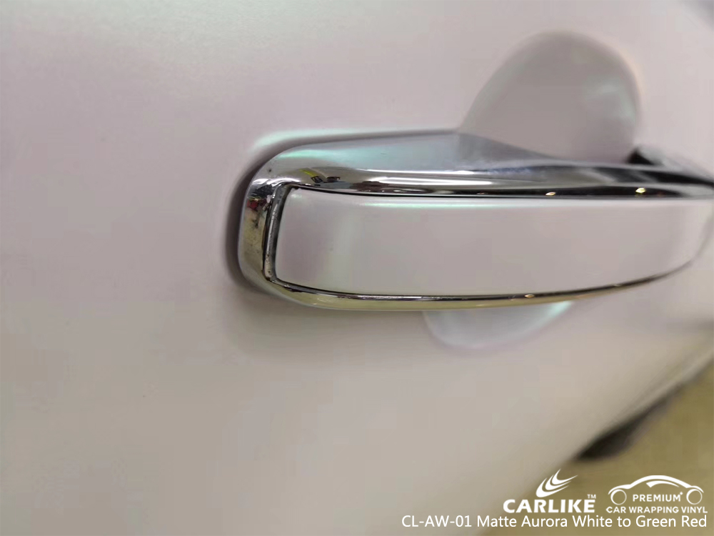 CARLIKE CL-AW-01 MATTE AURORA WHITE TO GREEN RED CAR WRAP VINYL