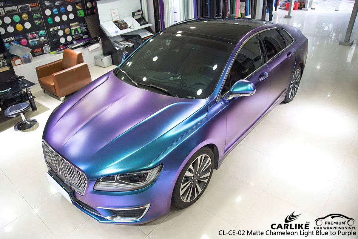 CARLIKE CL-CE-02 MATTE CHEMELEON LIGHT BLUE TO PURPLE VINYL FOR LINCOLN
