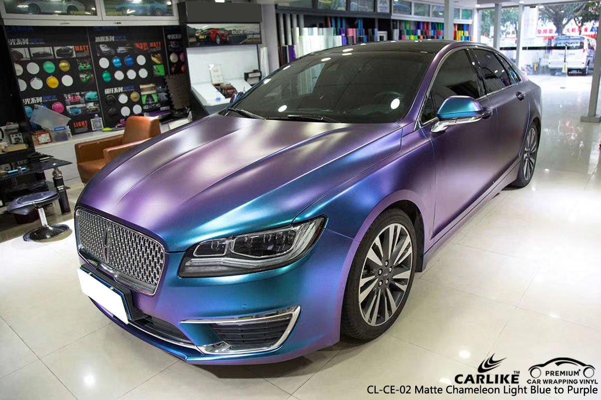 CARLIKE CL-CE-02 MATTE CHEMELEON LIGHT BLUE TO PURPLE VINYL FOR LINCOLN