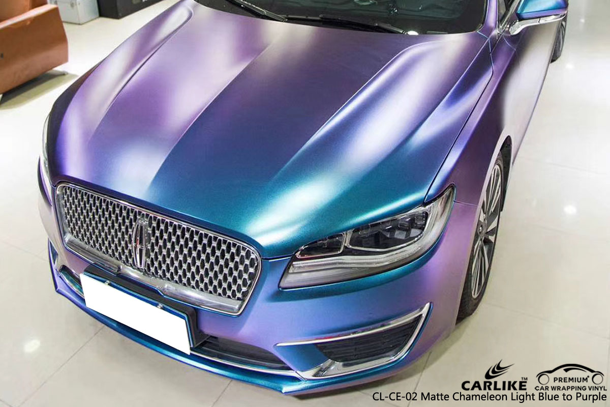 CARLIKE CL-CE-02 MATTE CHEMELEON LIGHT BLUE TO PURPLE VINYL FOR LINCOLN