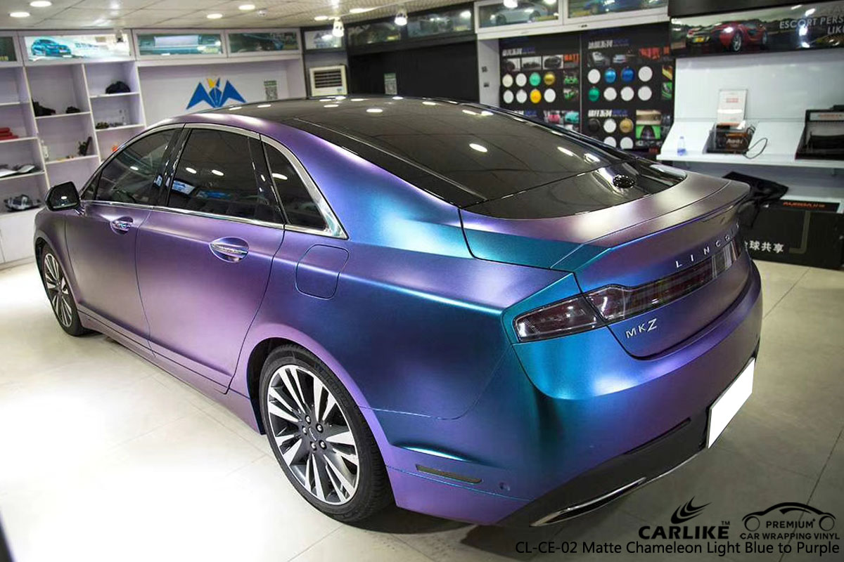 CARLIKE CL-CE-02 MATTE CHEMELEON LIGHT BLUE TO PURPLE VINYL FOR LINCOLN
