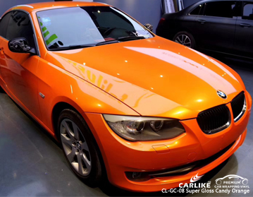CL-GC-08 Super gloss candy orange vinyl wrap auto for BMW