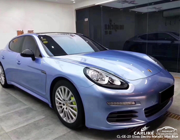 CARLIKE CL-GE-23 porsche için parlak elektro metalik sis mavisi vinil