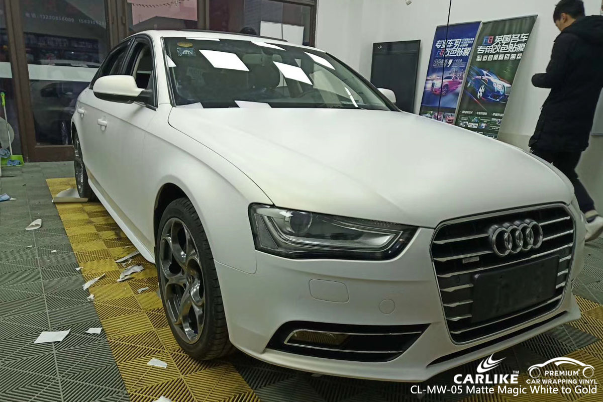 CARLIKE CL-MW-05 MATTE MAGIC WHITE TO GOLD VINYL FOR AUDI