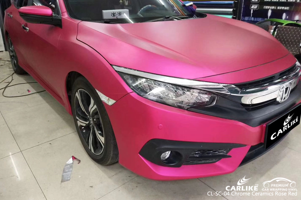 CARLIKE CL-SC-04 CHROME CERAMIC ROSE RED VINYL FOR HONDA