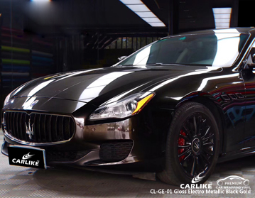 CARLIKE CL-GE-01 maserati için parlak elektro metalik siyah altın vinil